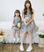 韓國條紋親子連衣裙-3色