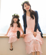 韓國新款純棉荷葉邊長版連衣裙-2色