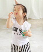 韓國夏季新款竹節棉字母T恤-2色